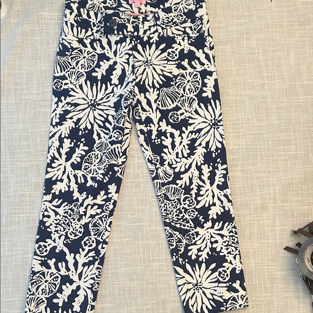 Lilly Pulitzer Navy and White Floral Pants